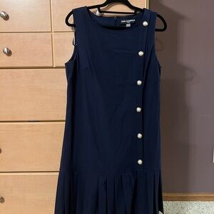 Karl Lagerfeld Blue Pleated Midi Dress